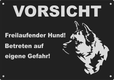 Aluminium Warnschild American Akita VORSICHT Freilaufender Hund! Betreten auf eigene Gefahr!